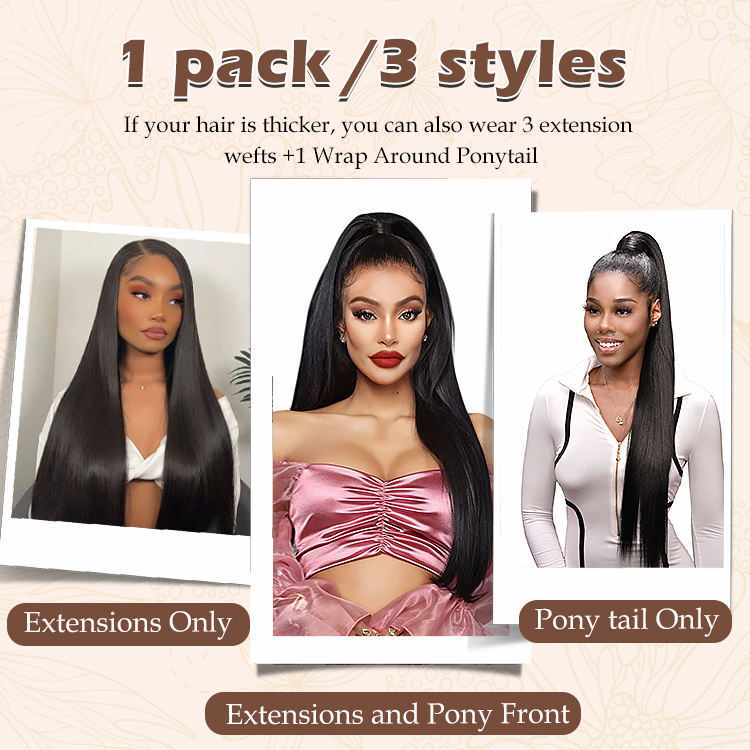 Half up Half Down Ponytail Clip Hair Extension