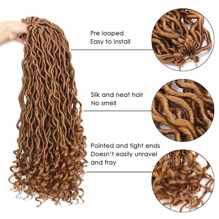 High Quality Wavy Faux Locs Crochet Hair With Curly Ends