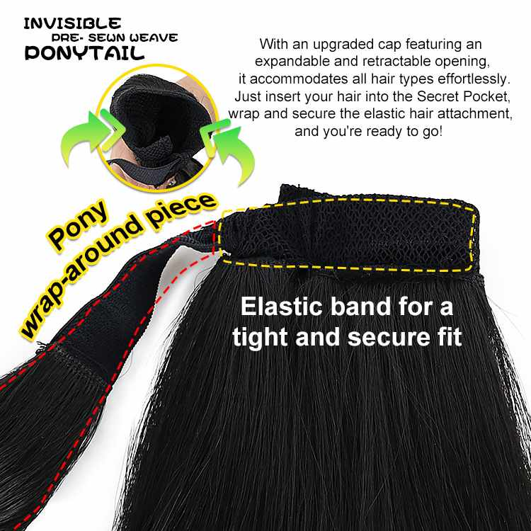 Invisible Kinky Curly Straight Ponytails Hair