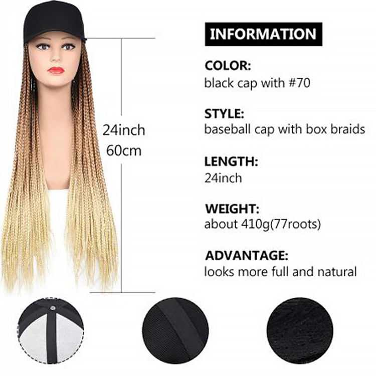 Long Baseball Cap Hat Wig Hair