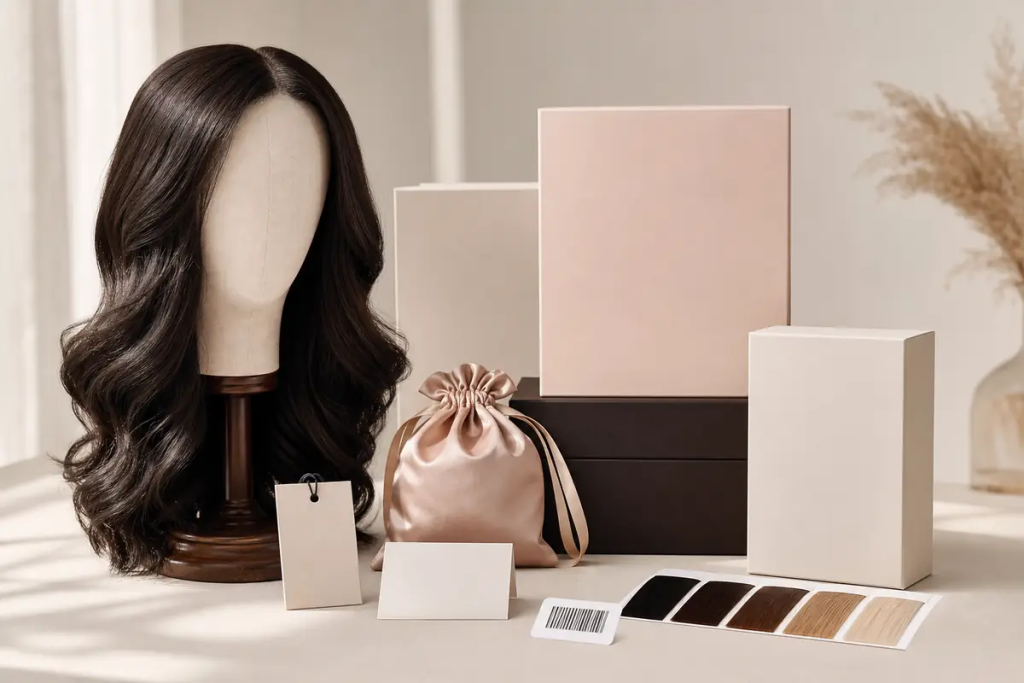 Private label wig packaging and wholesale branding options