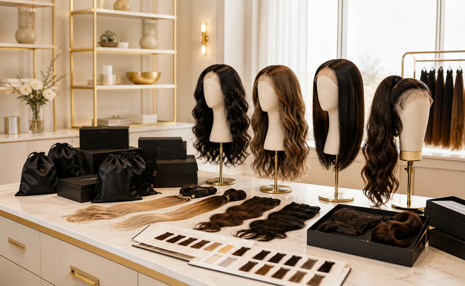 Wholesale wigs and hair extensions with private-label packaging